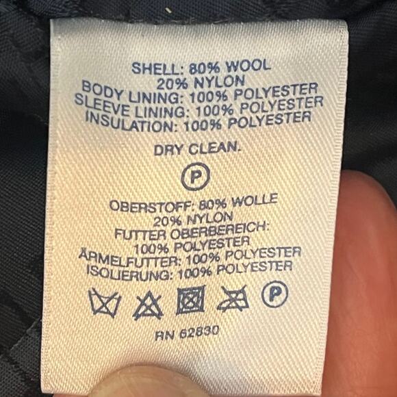 Lands End Wool Double Breasted Pea Coat Womens 10 Grey Lined Fisherman Nautical - Picture 9 of 10